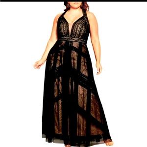 BRAND NEW CITY CHIC Divine Whimsy Halter 
Neck Lace Maxi Dress black 18W